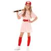 Morph Costume Giocatrice di Baseball Bambina, Halloween Bambina | Abito Rosa, Cappellino & Calzini Rossi, con Cintura Integrata, Perfetto per Halloween, Ideale per il Gioco di Ruolo