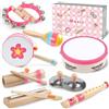 Yicenscoltd Gioco Musicale per Bambini di 1 Anno, Set Strumenti in Legno 8 in 1 | Con tamburo, tamburello, flauto, maracas e campanelle; gioco Montessori e regalo per bambine e bambini da 1 a 3 anni