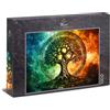 Ulmer Puzzleschmiede - Puzzle da 1000 pezzi Albero della vita nel cerchio runico - Yggdrasil dalla mitologia nordica - allo stesso tempo colori intensi e cupi - Qualità Puzzle, Made in Germany