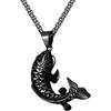 HIJONES Uomo Acciaio Inossidabile Koi Pesce Ciondolo Collana Carpa Cinese Amuleto Ciondolo Fortunato Ciondolo Nero con Catena