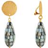 Schmuck Les Poulettes LES POULETTES BIJOUX - Orecchini Clip Ottone Dorato Disco Spazzolato e Goccia di Madreperla Sfaccettata - Nero