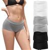 Desanlapi Mutande Boxer Donna Culotte Cotone Slip a Vita Media a Pantaloncino Cotone Shorts Intimo Sportivo Culotte Comode Pacco da 6 Nero Bianco Grigio XL