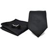 Sweet Leaf Cravatta da uomo, Fazzoletto da Taschino e Gemelli Nero - 100% seta - Classico, Elegante e Moderno - (Confezione Regalo, ideale per un matrimonio, con un abito, in ufficio...)
