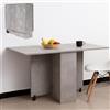 BAKAJI Tavolo da Pranzo Salvaspazio Cemento, Scrivania Pieghevole Richiudibile Allungabile con Libreria 2 Scomparti Ripiani a Scomparsa e Ruote, Design Multiuso Moderno 140 x 75 x 74 cm