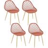 HOME DECO FACTORY THE Malaga Terracotta - Set di 4 sedie da esterno, in polipropilene, colore: arancione, marrone, 59 x 80,2 x 51,2 cm