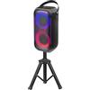 Trevi XFest XFM 225 W Speaker Wireless 50W con Treppiede e Microfono Senza Fili, Cassa Portatile per Feste e Karaoke con TWS, USB, AUX-IN, Luci LED Multicolor, Batteria Ricaricabile USB-C