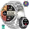 Miecgth Smartwatch Uomo, 1,7'' Militari Orologio smart watch uomo Torcia 100 Giorno Standby Chiamate Bluetooth 120+ Modalità Sportive SpO2 Cardiofrequenzimetro Sonno IP68 Android iOS (Acciaio Argento)