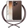 ANFAIRLACE Cover Cordino Compatibile con Oppo Reno 15 Pro 5G, Custodia Cuscino d'Aria Trasparente Silicone Morbido Regolabile Antiurto Laccio Chiaro Case, Marrone
