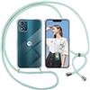 ISOI Cover con Cordino per Motorola Moto E13, Custodia Trasparente con Collana Tracolla Laccio Collo Ultra Sottile Morbido TPU Silicone Antiurto AntiGraffio Case, Verde