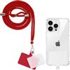 Yoedge Cordino per Cellulare Universale, Regolabile Rimovibile Laccetto Corda da Collo Nylon Catena Collana Tracolla Laccio con 2 Patch per Maggior Parte dei Telefoni e Smartphone,Rosso