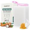 OUKEYA Sapone di Latte di Capra Biologico 115g, Naturale Saponetta al Latte di Capra Schiarente e Idratante, con Miele, Olio d'Oliva, Burro di Karité, per Corpo & Viso, con Rete Schiumogena