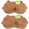 Fortivae Mascherina per Dormire, 2 Pcs Simpatiche Capybara Mascherina per Dormire in Peluche, Kapibara Sleep Mask, Cute Eye Cover Per Sonno, Viaggio Bambino Adulti