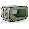 Zinueen Box pieghevole per cani auto, trasportino cane e gatto fino a 29,5 kg (94 x 53 x 53 cm), robusto trasportino pieghevole con doppie porte e cintura di sicurezza, rifugio portatile per viaggi (verde)