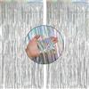 Andiker Andiekr 3 pezzi di tende tinsel, metallizzate, 1 x 2 m, per porte, finestre, sfondo foto, oggetti di scena (argentato)