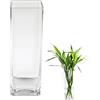 ASSRECT Vaso Vetro Trasparente 40cm Vaso di Vetro Quadrato Grande Vaso Fiori Vetro Alto Centrotavola Moderno Vaso Fiori in Stile Minimalista per la Casa, Soggiorno, Tavolo, Ufficio, 40 x 12 cm
