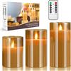 YINUO LIGHT Candele LED Senza Fiamma Set di 3 Marrone, 4 5 6 Luci di Candele, Batteria Pilastri in Vetro Realistico Tremolio Tremolante Fiamma, Lanterne con Telecomando Timer 24 Ore Festa della mamma