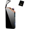 Leikurvo Accendino elettronico USB, accendino elettrico USB, accendino a LED, doppio arco con indicatore di batteria, antivento, al plasma premendo un pulsante, colore nero