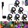 NATPOW Luci Sommergibile Piscina RGB, Cambiano Colore Luci per Laghetto Bluetooth Telecomando Controllabile, 5V Impermeabile IP68 Luce Subacquea per Giardino, Acquari, Fontana, Laghetto, 6 in 1