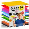 OFITURIA Set 20 Fogli Gomma Eva, Colori Assortiti, Formato 20x30 cm, 15 Colori Diversi, Ideale per Fai da Te, Scuola, Lavoretti Creativi, Hobby e Uso Artistico (Glitter)