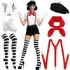 Yi'antai Costume Mimo Donna Carnevale, Costumi Pantomime da Donna e Uomo, Costume da Artista Mimo Accessori, Costumes da Circo, Carnevale Circo Mimos Accessoris Set (Clown)