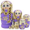Winterworm Set di 7 bambole matriosche lunghe da ragazza viola Babushka Bambole Babushka Bambole tradizionali russe nidificanti in legno giocattolo impilabile regalo per bambini
