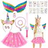 TaimeiMao Set costume da principessa da unicorno con LED, costume da unicorno, ali per fascia, set di costumi, tutù, per cosplay, carneval