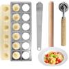 Set 5 Pezzi Per Fare Ravioli E Pasta Fresca – Stampini In Acciaio Inox (Tondi, Quadrati, Cuore) Con Ruota Tagliapasta E Manici In Legno