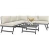 Outsunny Set da giardino d'angolo e convertibile 4 pezzi con 2 divani, 1 poltrona ad angolo e 1 tavolino basso