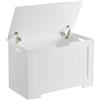 VASAGLE Puff Storage, Panca con 2 Cerniere di Sicurezza, Contenitore, Scarpiera, Stile Moderno, 40 x 76 x 48 cm, per Corridoio, Camera da Letto, Soggiorno, Bianco/Marrone Rustico/Grigio Antracite