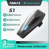ASMAX S1 Interfono per moto Bluetooth Cuffie di comunicazione per 8 ciclisti con microfono FM e ENC, controllo vocale, impermeabile IPX7