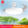 IRALAN Lampada da soffitto intelligente Ventilatore Moderno Ventilatore elettrico bianco a risparmio energetico Telecomando Luce a tre colori Plafoniera a luce led
