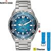 NORTH EDGE TRITON-TI Orologio Subacqueo in Titanio e Acciaio Inossidabile a Energia Solare, Orologio al Quarzo di Lusso per Uomo, Impermeabile 300M, Autonomia 180+ Giorni