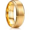 CASSIECA Anello Uomo Tungsteno, Anelli da Uomo Oro 8MM Anelli di Fascia Nuziale Promessa Fidanzamento per Uomini Donne Dimensioni 68.5