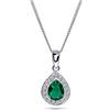 Miore, collana da donna con ciondolo a goccia, con zaffiro, rubino, smeraldo e diamanti in oro bianco 9 carati/ 375, 0,06 ct, Oro, smeraldo,