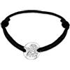 Tuscany Silver Bracciale con ciondolo angelo su cordino nero regolabile in argento sterling da donna 18 cm