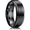 CASSIECA Anello Uomo Tungsteno, Anelli da Uomo Neri 8MM Anelli di Fascia Nuziale Promessa Fidanzamento per Uomini Donne Dimensioni 70