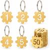 NanTun Portachiavi in ottone a forma di ingranaggio con anello, targhetta identificativa con numero cavo, portachiavi numerato, numeri da 1 a 5