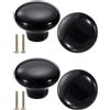 QUARKZMAN 4 Pacchetti Pomelli per Cassetti in Ceramica, Pomelli per Comò Rotondi, Pomelli Decorativi per Cassetti con Vite M4 x 25mm per Armadio Guardaroba, Nero