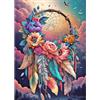 DAERLE Acchiappasogni con Fiori 5D Diamond Painting Kit Completo, Acchiappasogni Pittura Diamante Bambini DIY Strass Ricamo a Punto Croce Decorazione per Casa 30x40cm