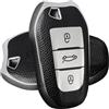 ATFIGII Custodia Chiave per 208 308 508 3008 5008 Cover per chiave compatibile con Citroen C4 Picasso DS3 C3 Guscio per la chiave TPU Keyless 3 Tasti Argento-Pelletextur
