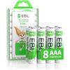 EBL 8 x AAA Batterie Ricaricabili Durature 1.2V, Pile Ricaricabili 1100mAh Ni-MH 1200 Tech