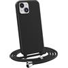 MyGadget Cover per iPhone 13 - Custodia con Corda - Case con Cordino Opaca Antiurto con Laccio | Tracolla - Practical Stylish - Nero