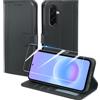 Pollachi Cover per Samsung Galaxy A57 5G Custodia Protettiva in Pelle[3 Scomparti]con 1 Vetro Temperato Similpelle Cover Pieghevole con Portafoglio Porta Carte-Nero