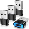 TiMOVO Adattatore da USB a USB C con Luce LED, Convertitore da USB A a C a Ricarica Rapida, 4 Pack Adattatore da Tipo C Femminile a USB Maschile, per iPhone 15/16 PRO Max Plus,Galaxy,CarPlay, Nero