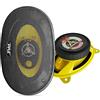 Pyle Sistema di Altoparlanti Auto Tre Vie - 10x15 cm 132W 4Ohm Casse Audio con Magneti da 850g, Profondità di Montaggio 5 cm, OEM-PLG46.3 (Coppia), Speaker Nero/Giallo