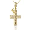 HALUKAKAH Collana Pendente Croce per Uomini in Moissanite, 4,0 ct di Diamanti Coltivati in Laboratorio, Placcato in Oro Giallo 18K, Argento Sterling 925, Catena a Scatola 45cm, Gioielli Religiosi
