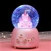 HKSICHENGKEJIUK Globo musicale con neve musicale con sfera di cristallo con luci LED glitterate colorate nevicata palla di neve per bambini ragazze nipote compleanno Natale Capodanno festa regalo musicale