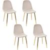 HOME DECO FACTORY, HD7604, Set di 4 Sedie con Gambe Dorate, Mobili, Seduta, Sedia Poltrona da Tavolo, 50x86x44 cm, altezza seduta 47 cm, Taupe Dore