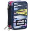 Astuccio Scuola Seven Virtual Girl Viola 3 Zip Triplo con Colori 20x12x6 cm