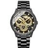JewelryWe - Orologio da Polso da Uomo Cinturino in Acciaio Inossidabile Regolabile con Calendario Orologio Drago al Quarzo